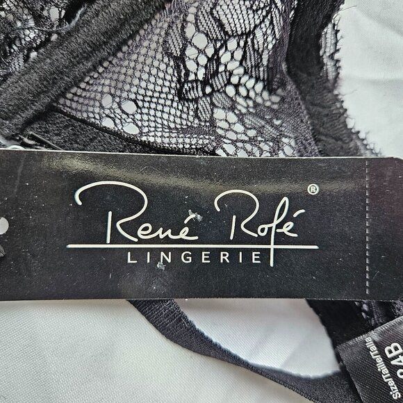 Rene Rofe Black Lace Balconette Bra with Underwire 34B - Picture 6 of 7